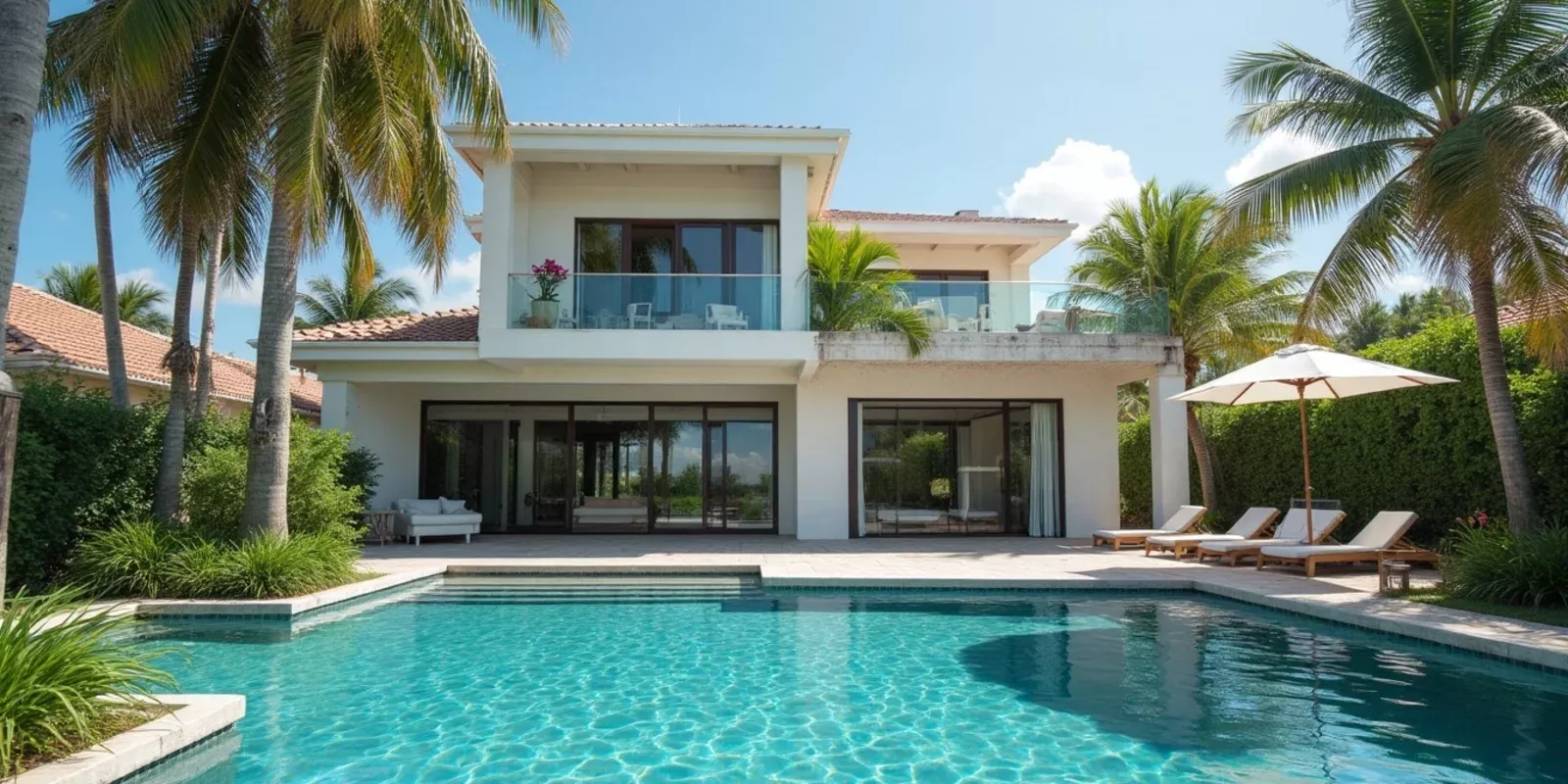 Una casa lujosa con una piscina estilo resort en Florida.